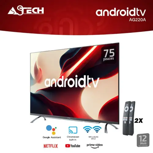 Image TV ASTECH  75 Pouces Smart Android