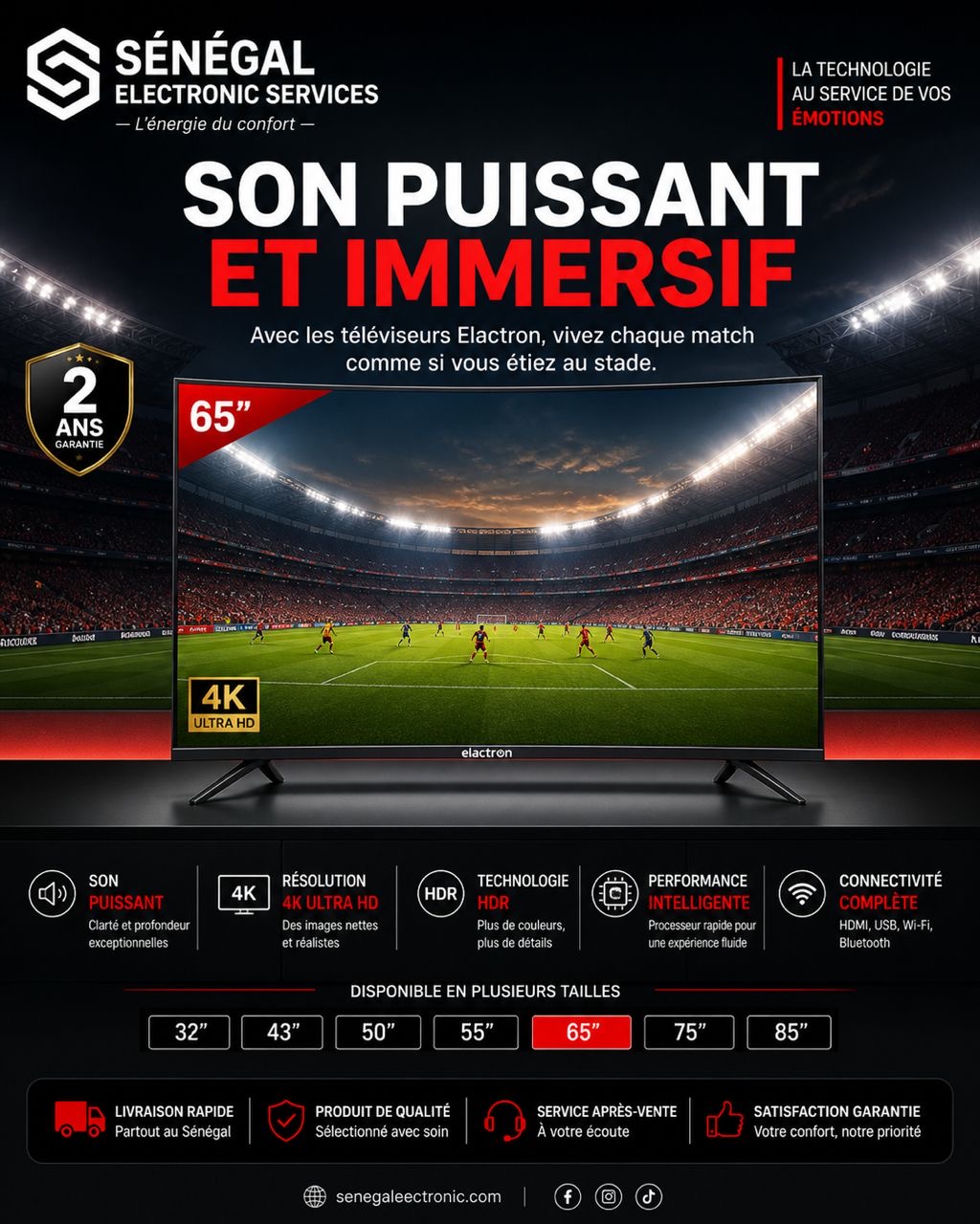 Téléviseur ELACTRON 65 SMART QLED ANDROID